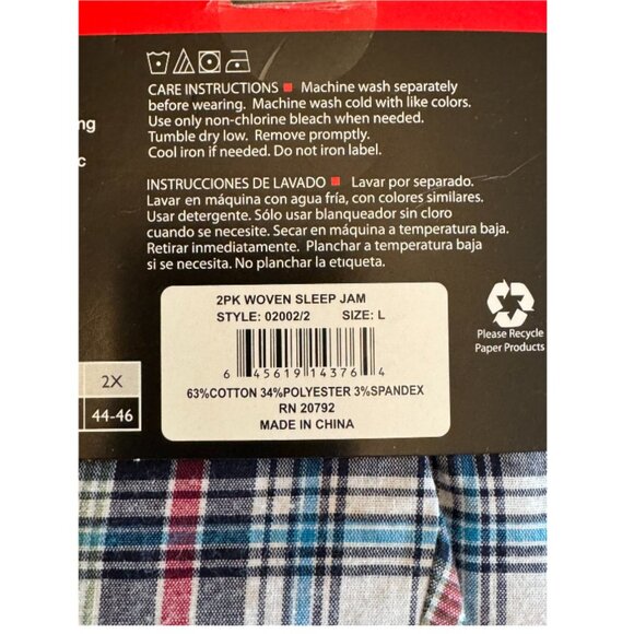 Hanes Men's Tagless Sleep Woven Shorts, 2-Pack Size Large NEW - Picture 4 of 5